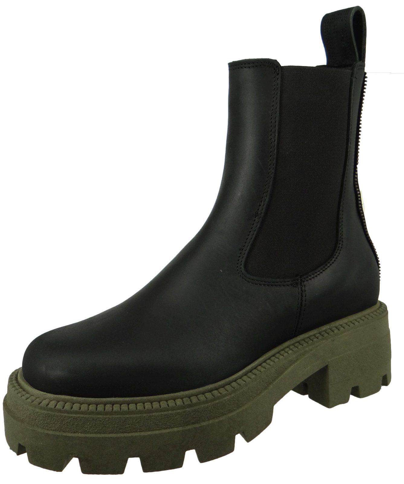 Buffalo 1170162 Square Chelsea Mid Black/Khaki Stiefelette