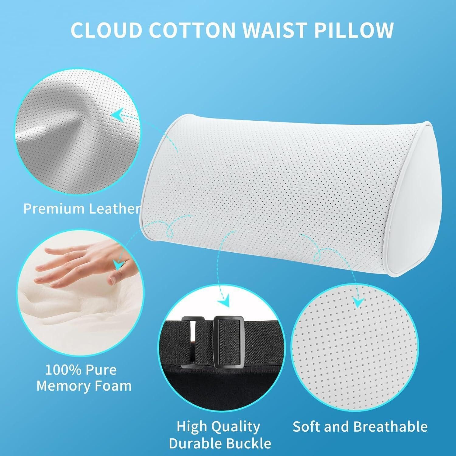 LuxusKollektion Lendenkissen Lendenkissen Auto Lordosenstütze Memory Foam White Lumbar Support 1P