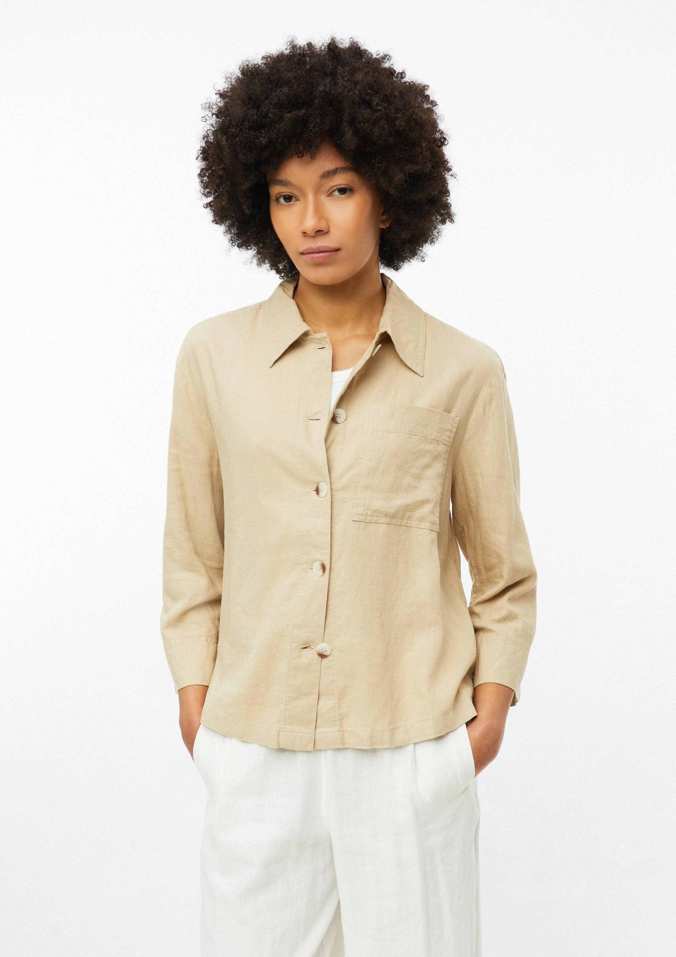 s.Oliver Kurzarmbluse Bluse Leinenmix-Bluse mit Turn-up