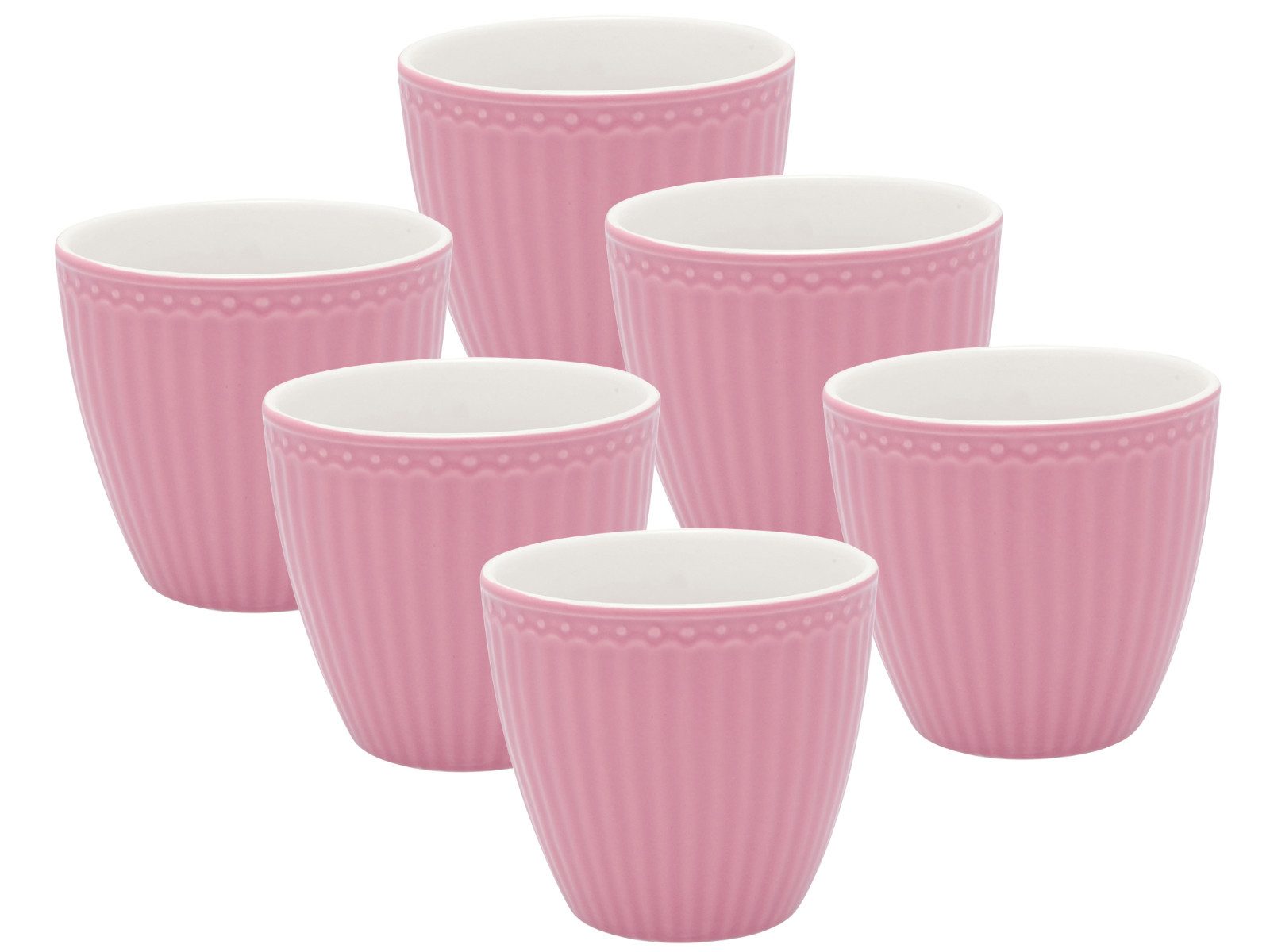 Greengate Kaffeeservice Alice Latte Cup dusty rose 0,3 l Set6, Steinzeug