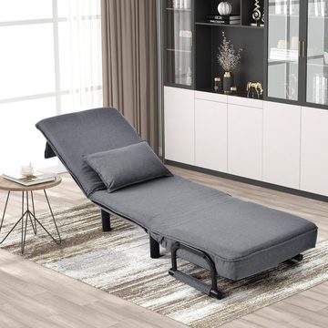 BlingBin Sessel Einzelsessel Gepolsterter Sitz klappbarer Sessel mit Kissen (Sitz, der sich in ein Bett und ein Sofa verwandeln lässt), 6-Winkel verstellbare Rückenlehne