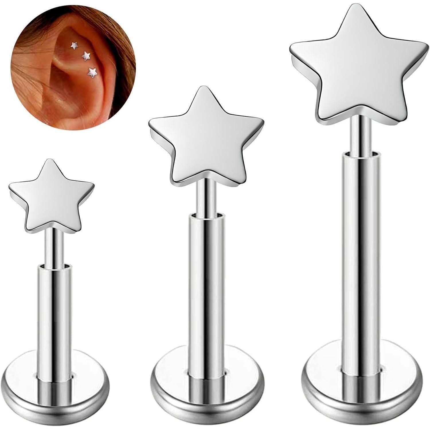 LuxusKollektion Nasenpiercing Titan Helix Piercing Ohr Set 3 Stück 16g Opal Bar Stecker Tragus