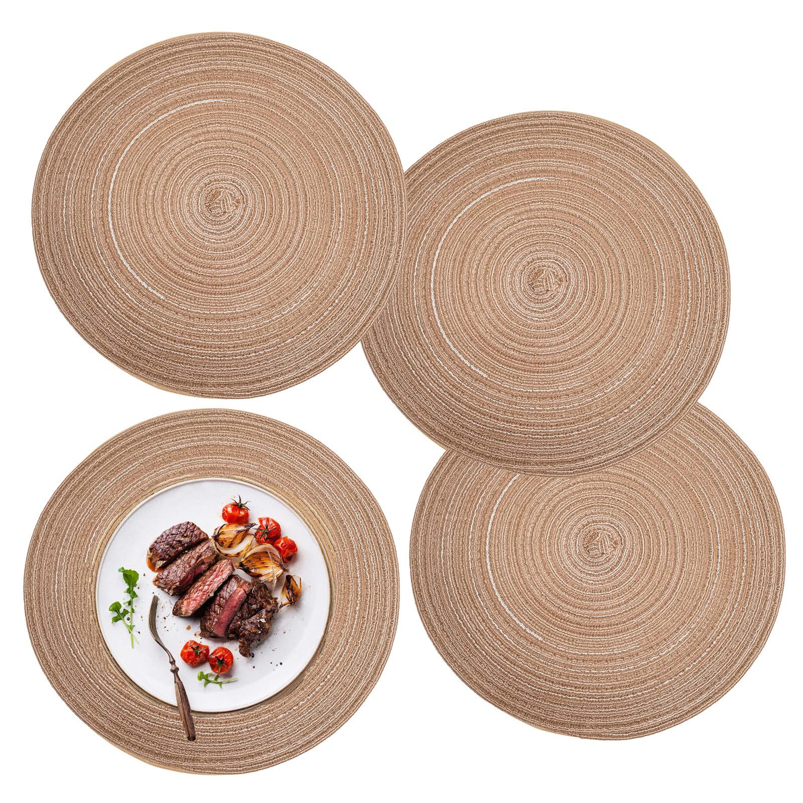 Coonoor Platzset 4er Set runde Platzdeckchen, waschbar, hitzebeständig, gef günstig online kaufen