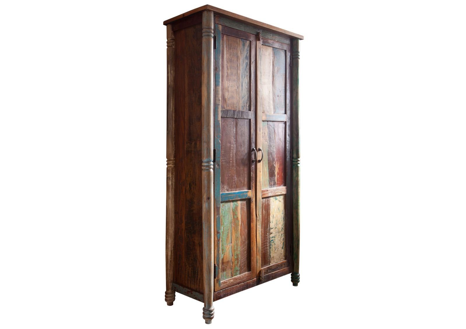 Massivmoebel24 Dreh-/Schwebetürenschrank #12 (Schrank Altholz 90x45x180 mehrfarbig lackiert FABLE #12)