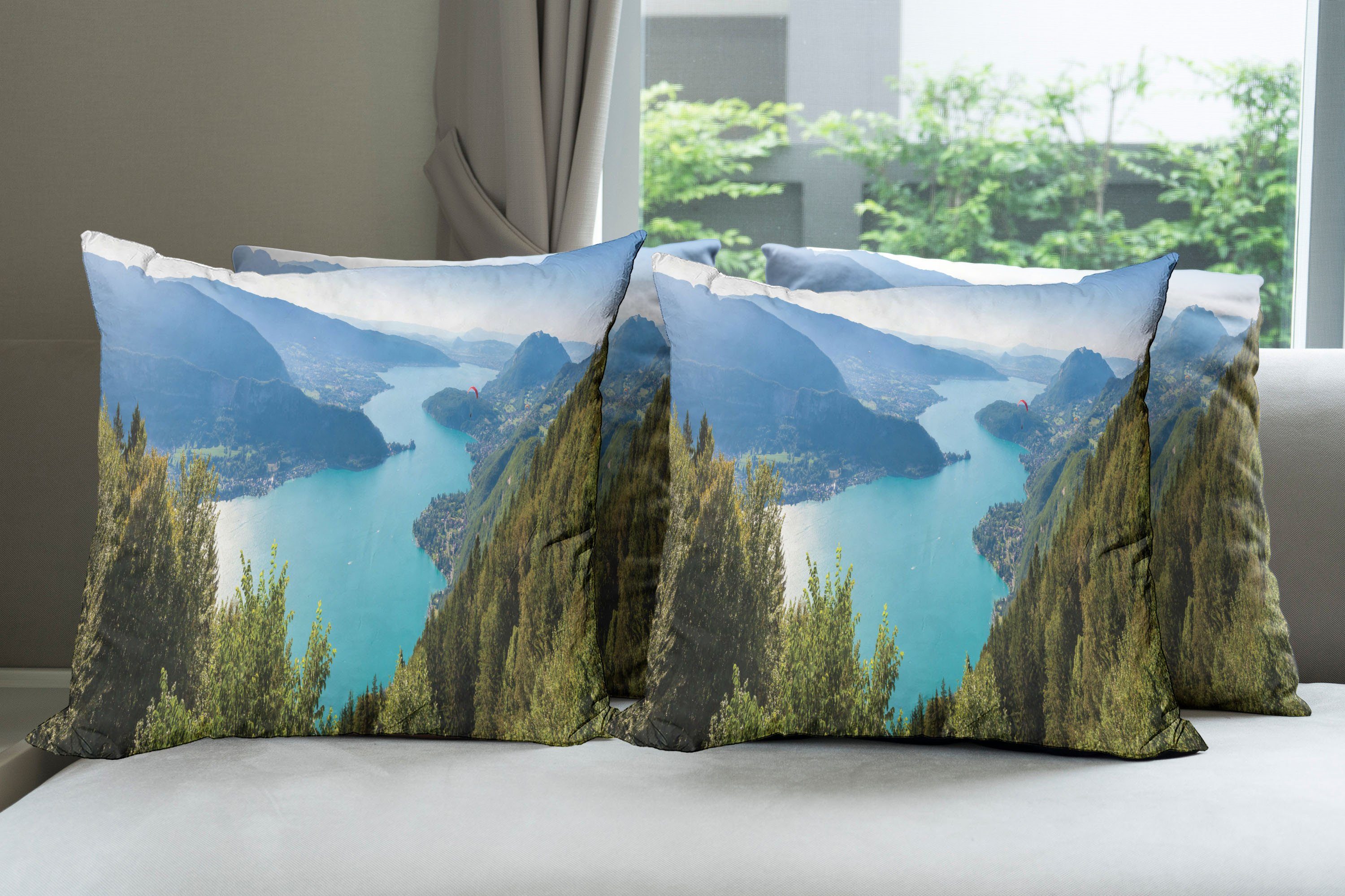 Kissenbezüge Modern Accent Doppelseitiger Digitaldruck, Abakuhaus Forest See Pine lake Luft Stück), (4 Annecy