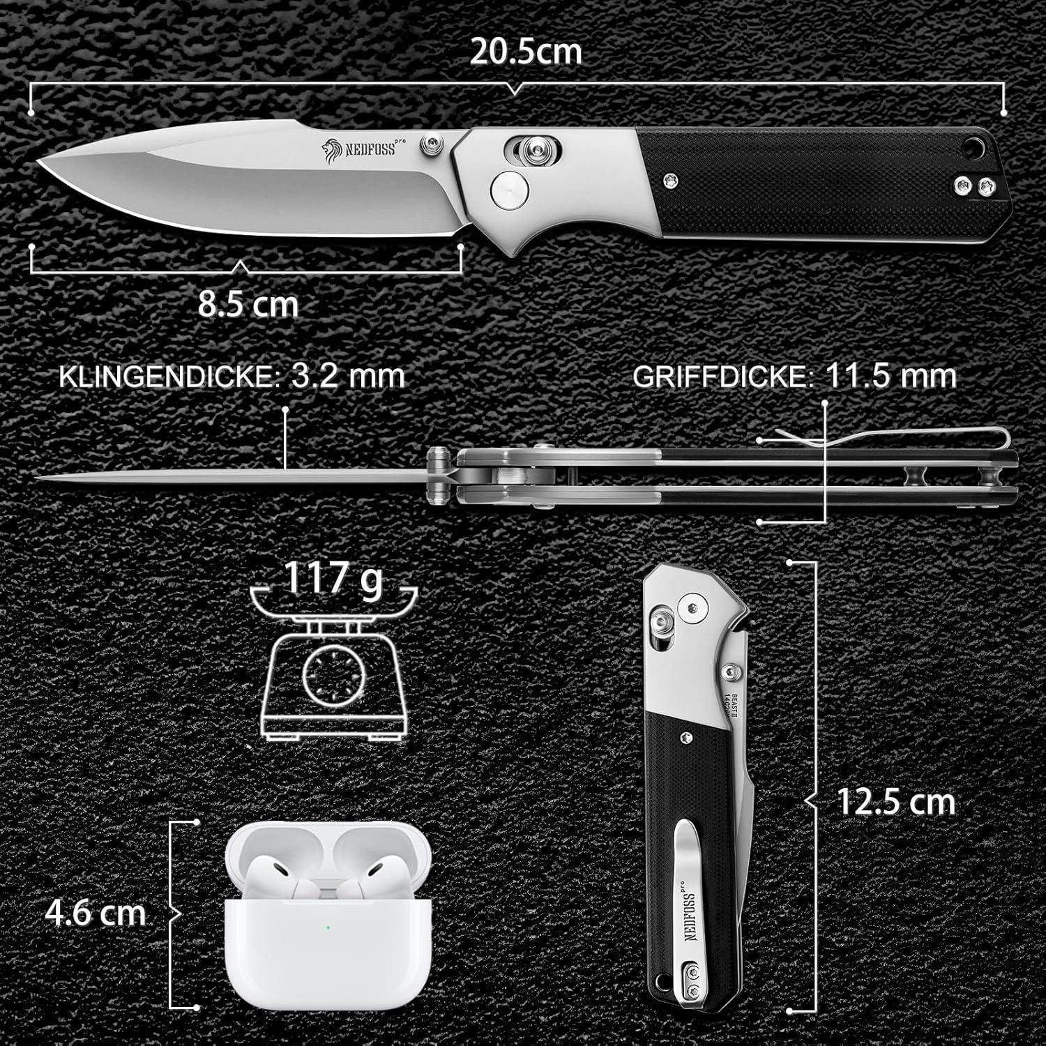 LuxusKollektion Allesschneider Premium Taschenmesser Klappmesser D2 Stahl 23,5cm Einhandmesser