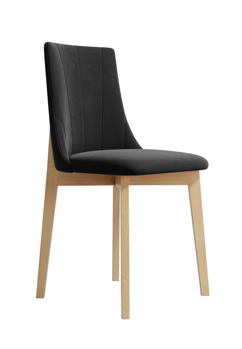 mit zeitlos Polsterstuhl mit Beautysofa 96) | bequemem stilvoll II (riviera Buche (Designstück Sitz Holzstuhl), Dunkelgrau für Holzbeine, Felix Stuhl Wohnzimmer,