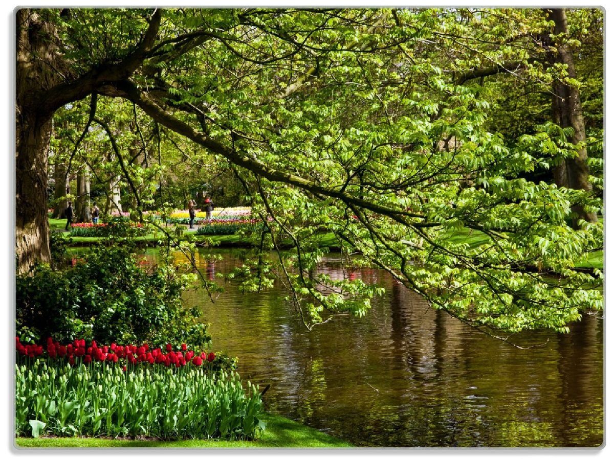 Park am Ufer, im 1-St), Schneidebrett - Frühblüher Blumen Gummifüße ESG-Sicherheitsglas, Wasser 30x40cm 4mm, (inkl. am rutschfester Bunte Wallario