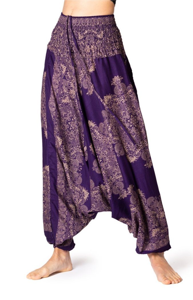 Lofbaz Damen 2-in-1 Haremshose & Jumpsuit Mit Pfauendruck - Superweich Aus Modal Rayon