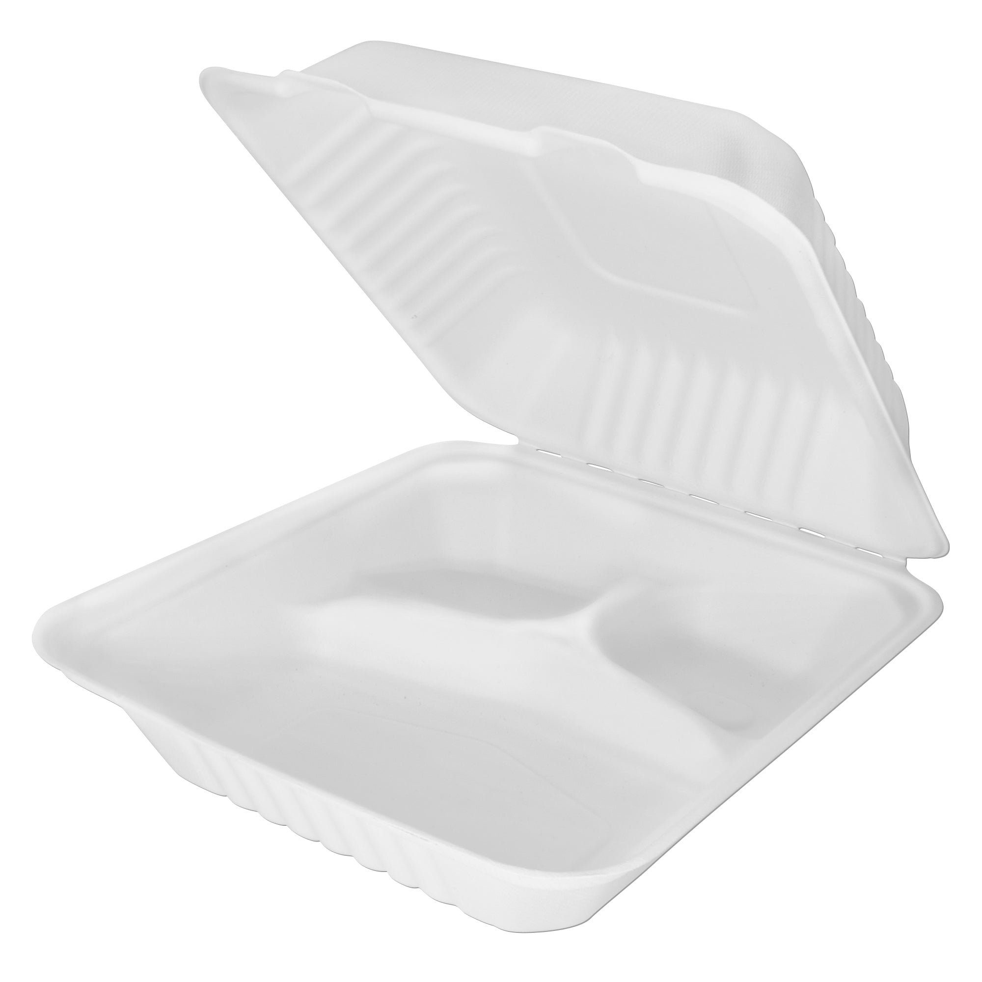 wisefood Lunchbox Bio Zuckerrohr Bagasse Menübox 3-Fach unterteilt, Bagasse, (50-tlg)