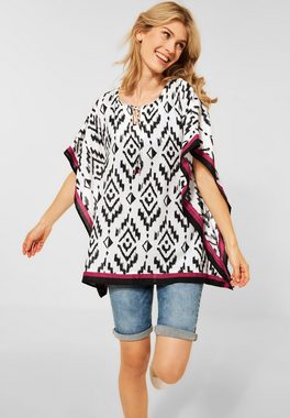 Cecil Klassische Bluse Cecil Poncho mit Print in Vanilla White (1-tlg) Locker geschnitten