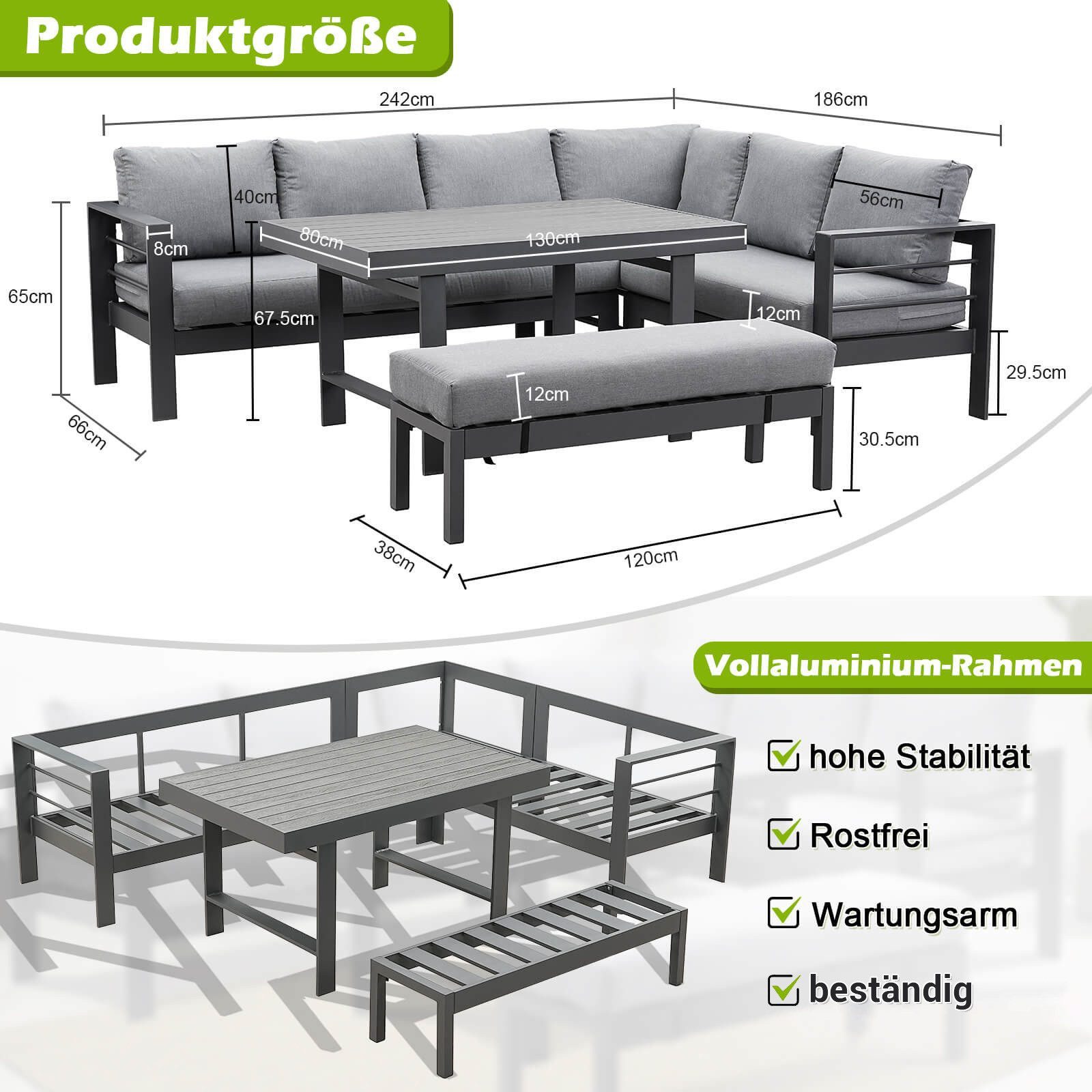 MeXo Gartenlounge-Set Modulares Gartenmöbel-Set aus Aluminium günstig online kaufen