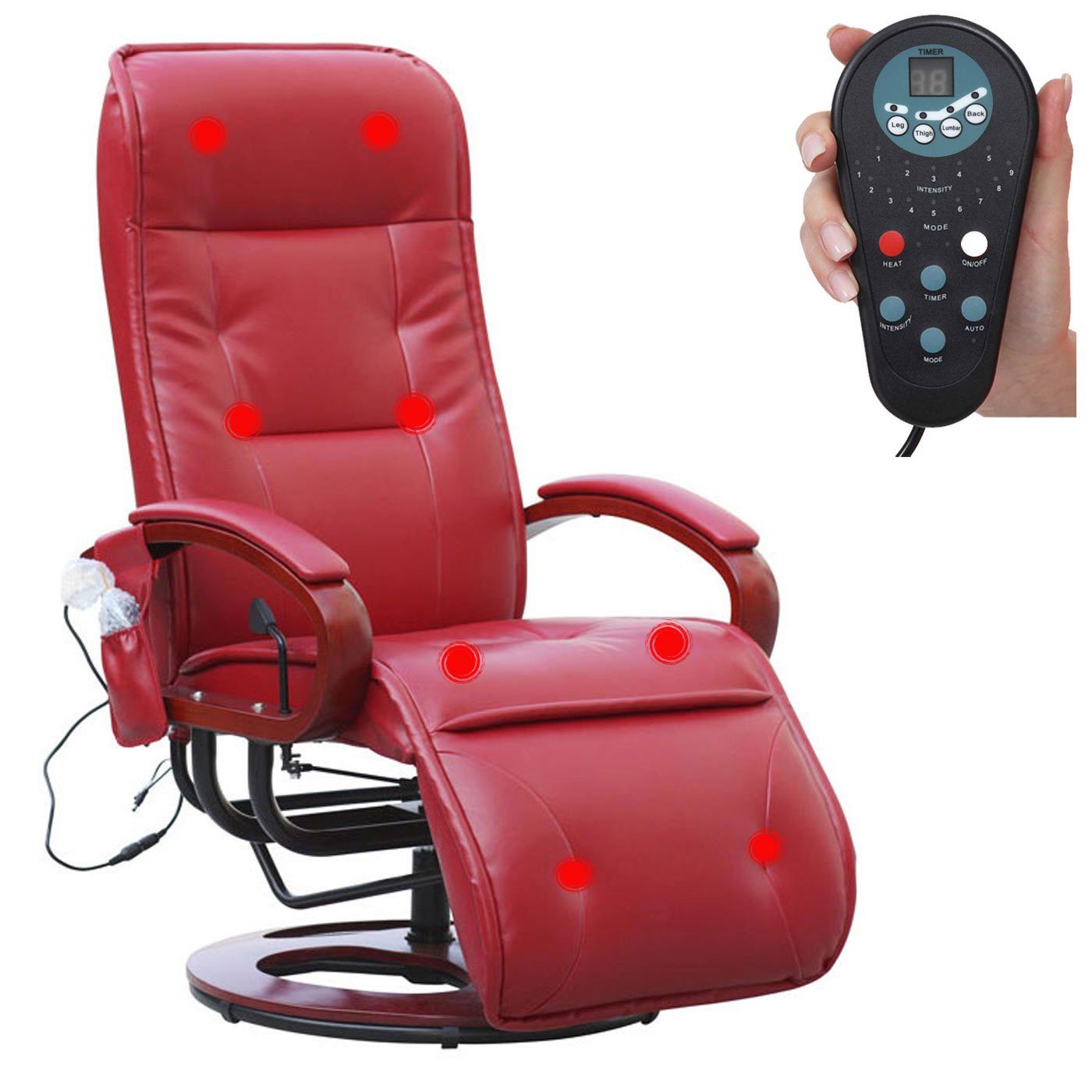 PROREGAL® Massagesessel Relaxliege Athene mit Massagefunktion, Bezugmaterial, Farbe, Rückenfläche verstellbar, 360° drehbar, 8-Punkt-Massage