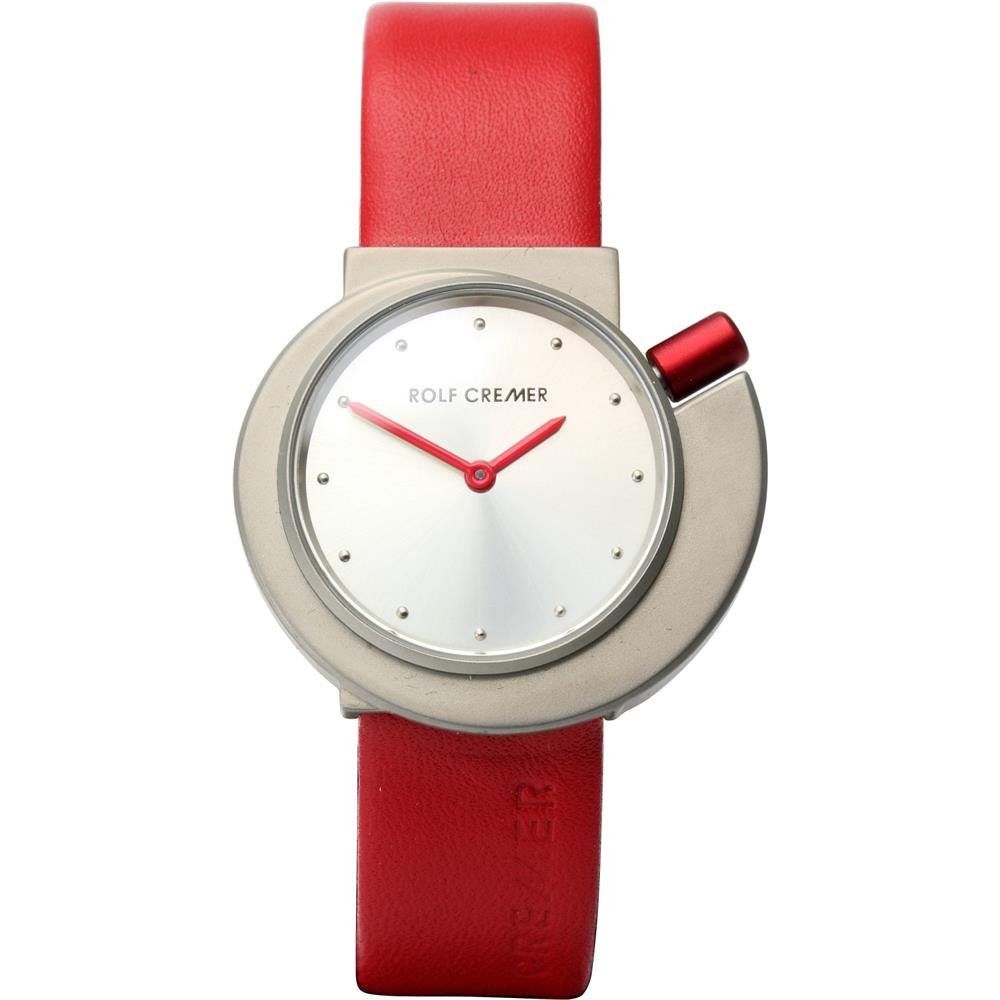 Quarzuhr Rolf Cremer Uhr Spirale II 496906 Lederband, Titan, rot, silber