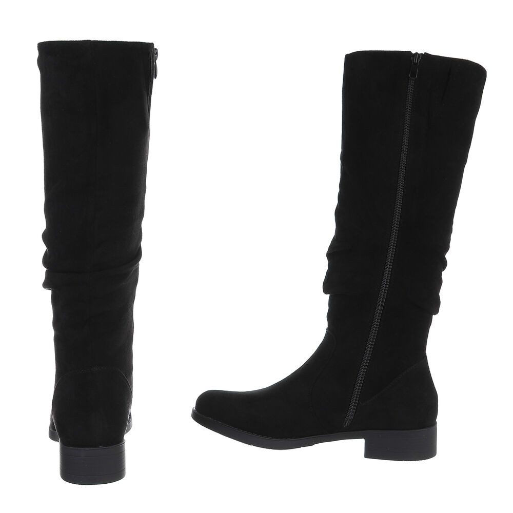 Ital-Design Damen Freizeit Stiefel (88577472) Blockabsatz Flache Stiefel in Schwarz