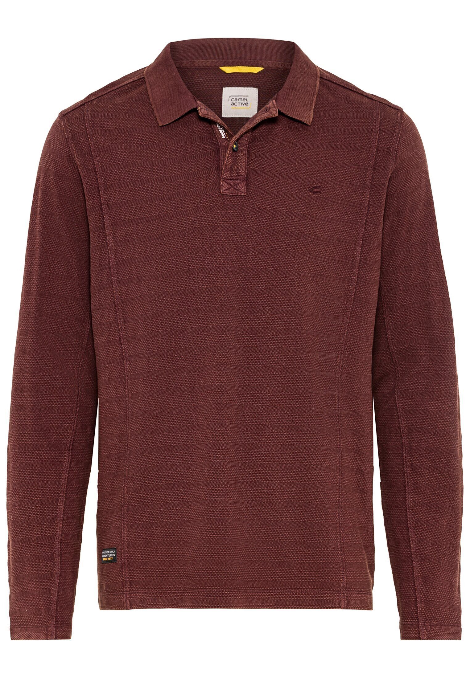 Poloshirt reiner aus camel Baumwolle Shirts_Langarm-Poloshirt active Rot