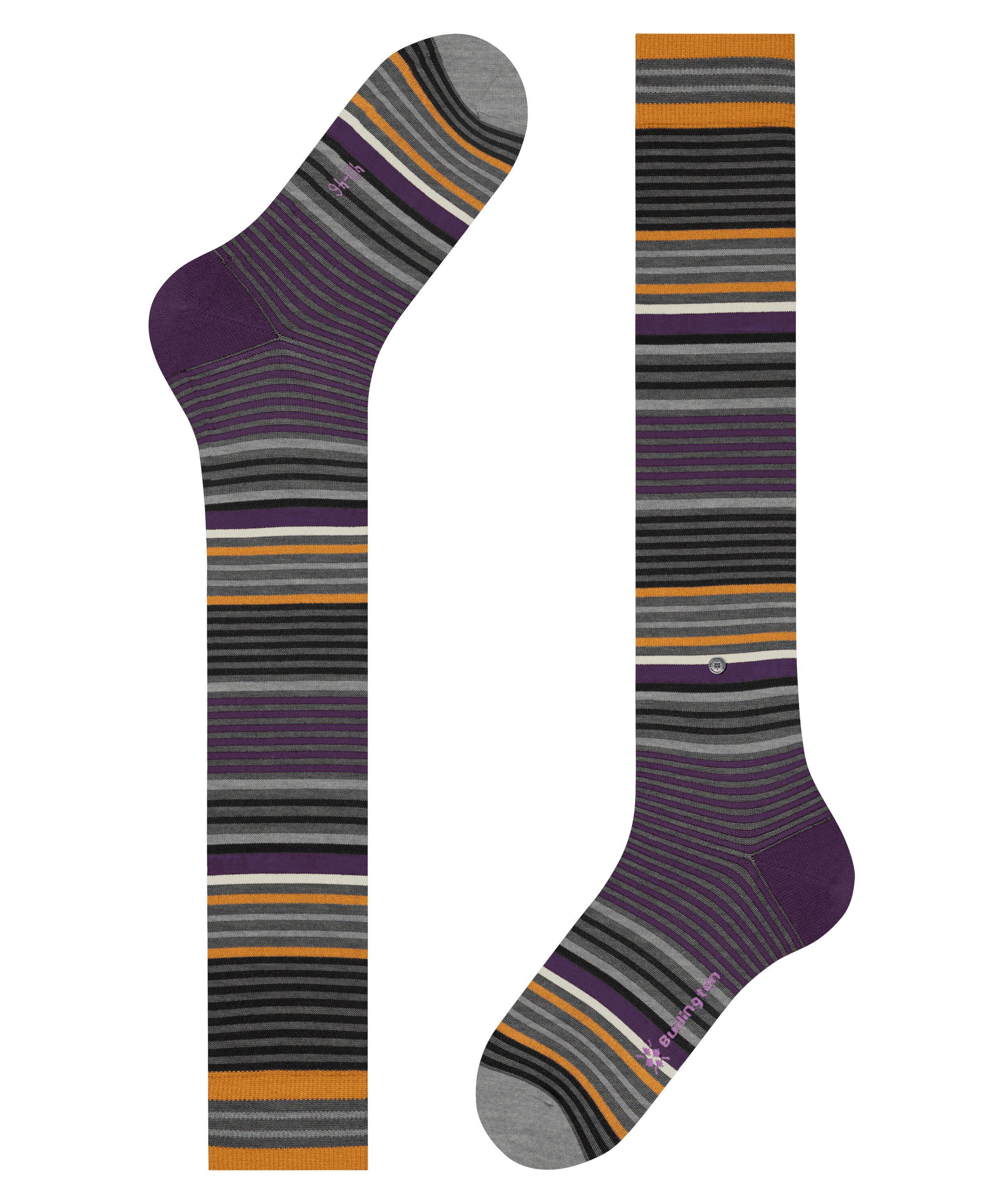 Burlington Kniestrümpfe Stripe Schurwoll-Anteil (1-Paar) dark grey mit hohem (3071)