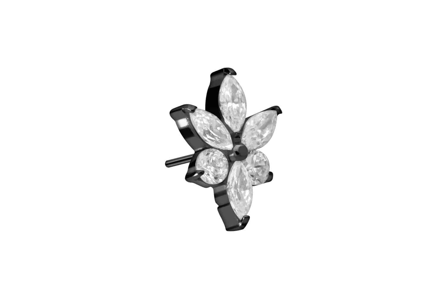 Piercing-Set Titan Aufsatz mit Push Pin KRISTALLBLUME