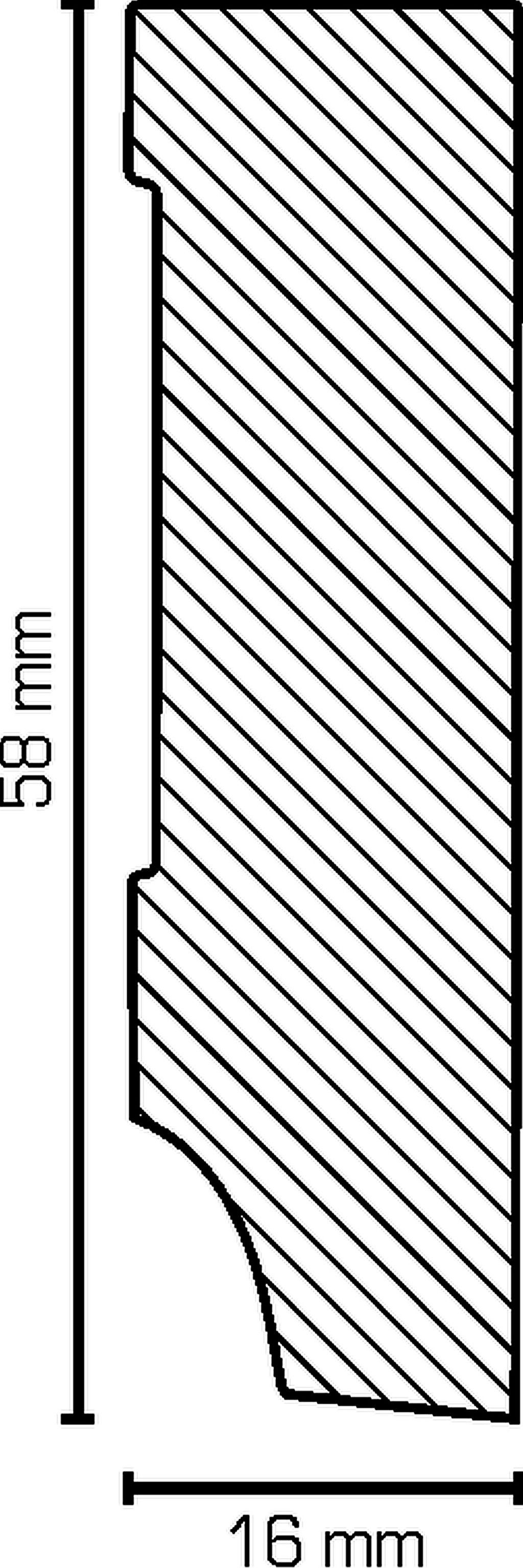 Südbrock Sockelleiste Sockelleiste schwarz MDF 16 x 58 Foliert Fußleiste Modern, L: 250 cm, H: 5.8 cm, 1-St.