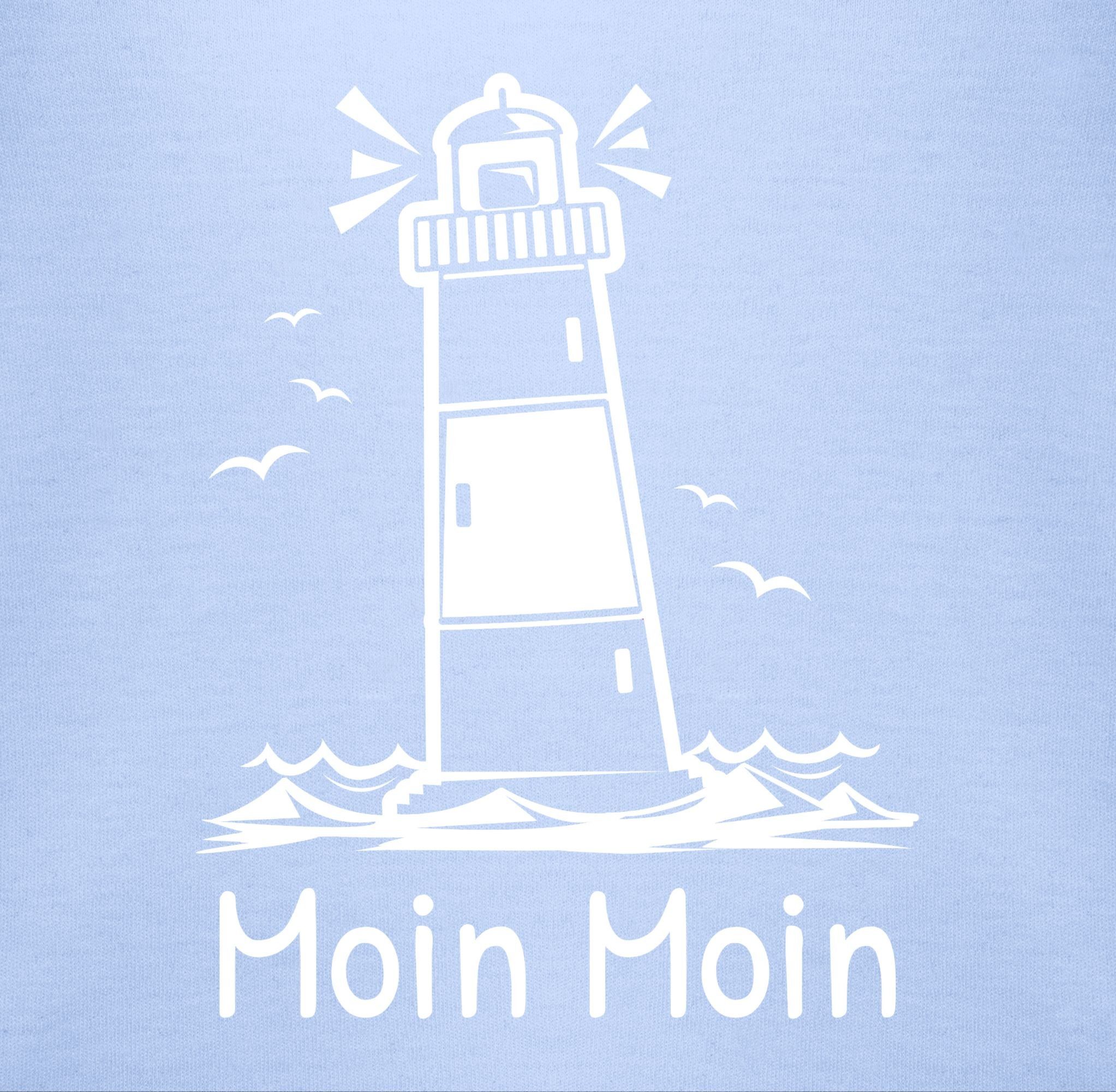 - Baby Moin T-Shirt Sprüche Shirtracer Leuchtturm 3 Moin Babyblau