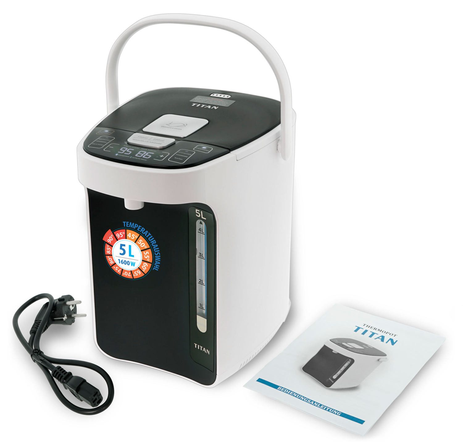 BEM Wasserkocher TITAN 2.1 Thermopot Wasserkocher Pumpkanne, 5 l, 1600 W, Teekocher Thermoskanne Samowar mit Temperatureinstellung