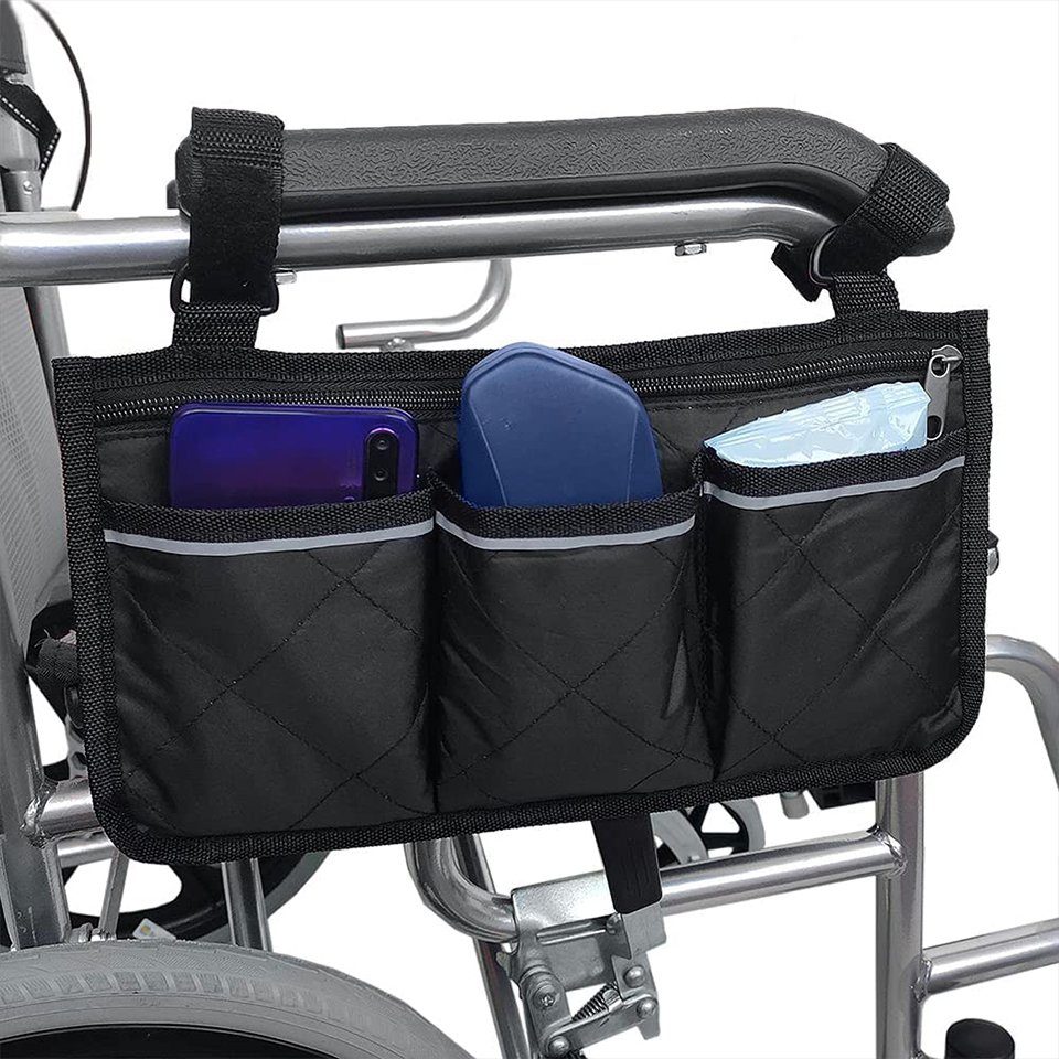 Medipaq Deluxe Rollstuhltasche Schwarze Rollstuhltasche 2018 verbesserte Version Befestigung an den Griffen für praktische und praktische Aufbewahrung 