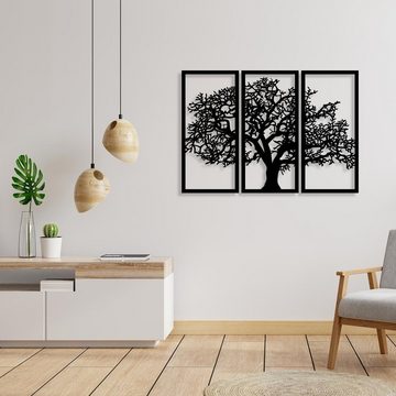 Namofactur Wanddekoobjekt XXL Baum im Rahmen Wandbild aus Holz (3-teilig), Wanddeko 'Baum' Wandgestaltung für dein Wohnzimmer / Schlafzimmer