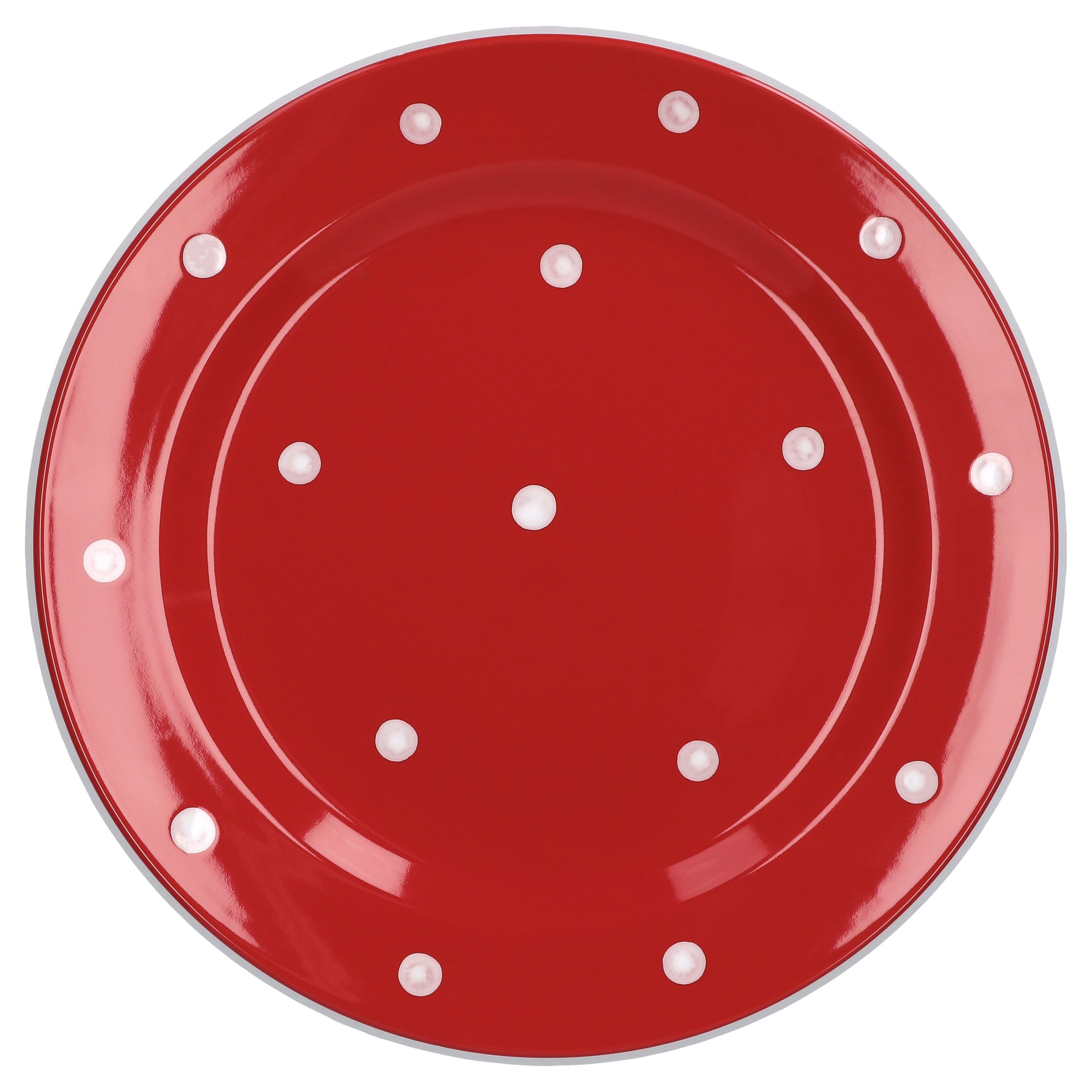 van Well Speiseteller Essteller flach Emily 27cm rot mit weißen Punkten