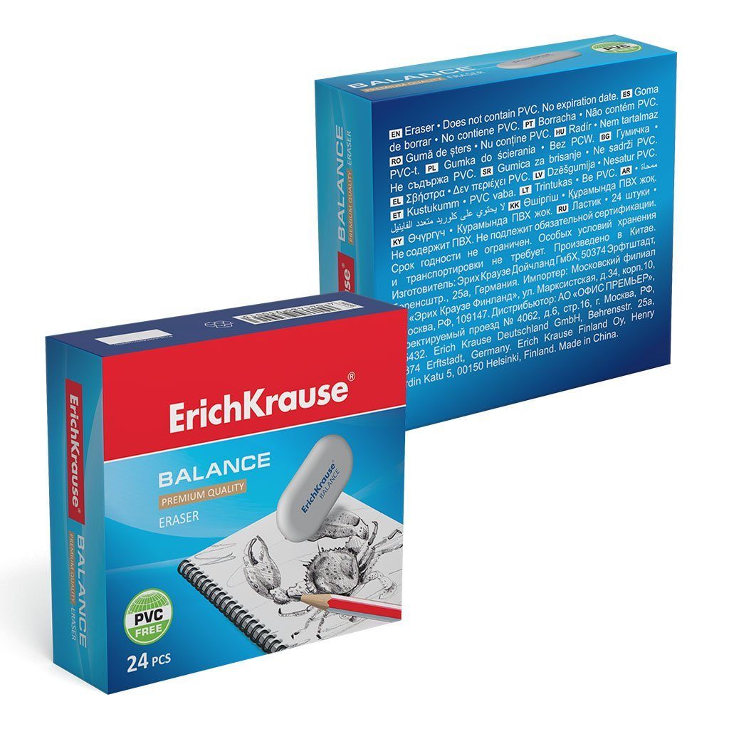 Erich Krause Radiergummi, Radiergummi mittlere Härte 5 x 2,3 x 0,9 cm weiß 24 Stück