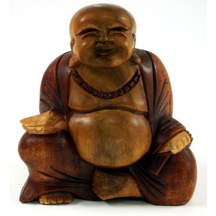 Guru-Shop Buddhafigur Geschnitzter Lucky Buddha 20 cm - Modell 7