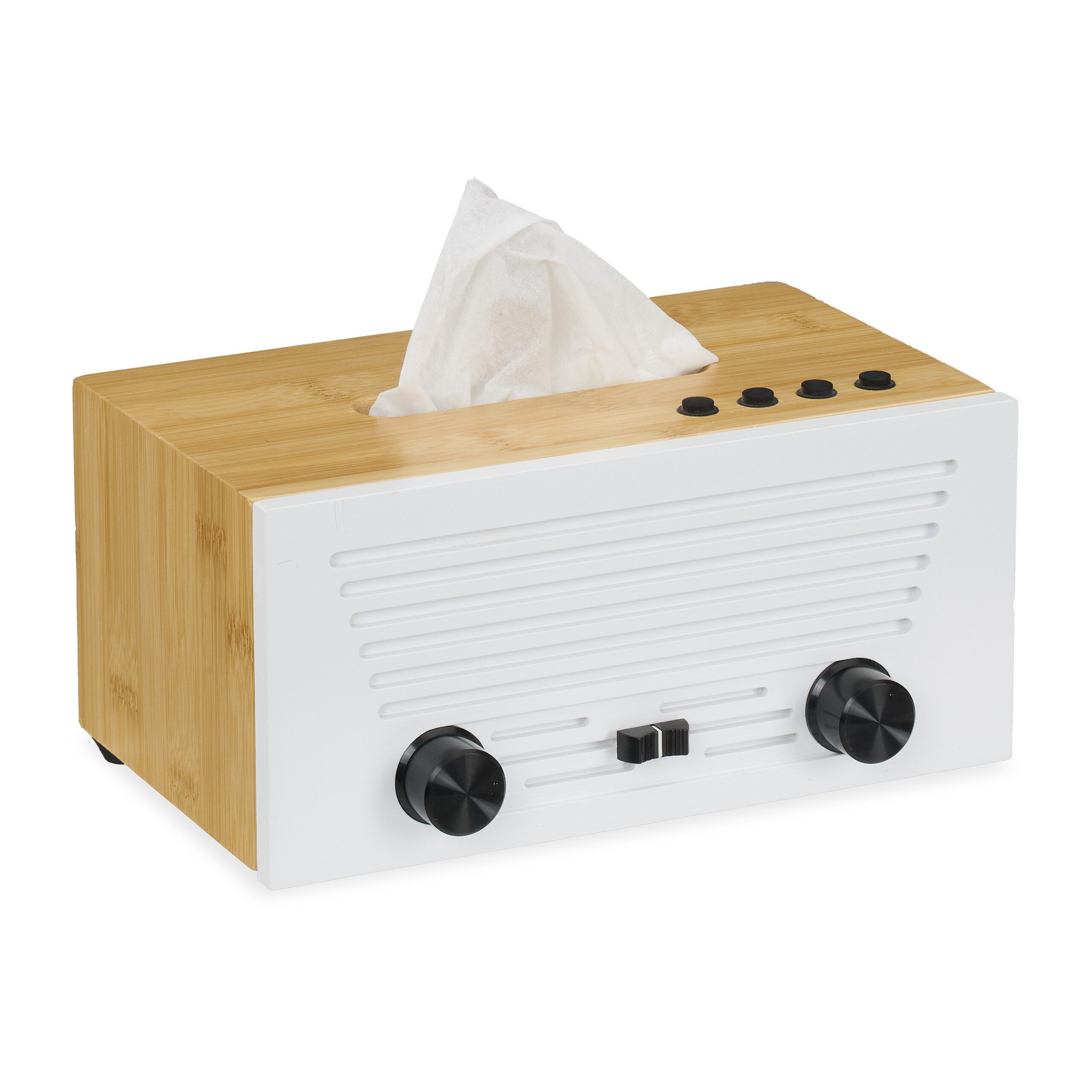relaxdays Papiertuchbox Kosmetiktücherbox im Radio-Design günstig online kaufen