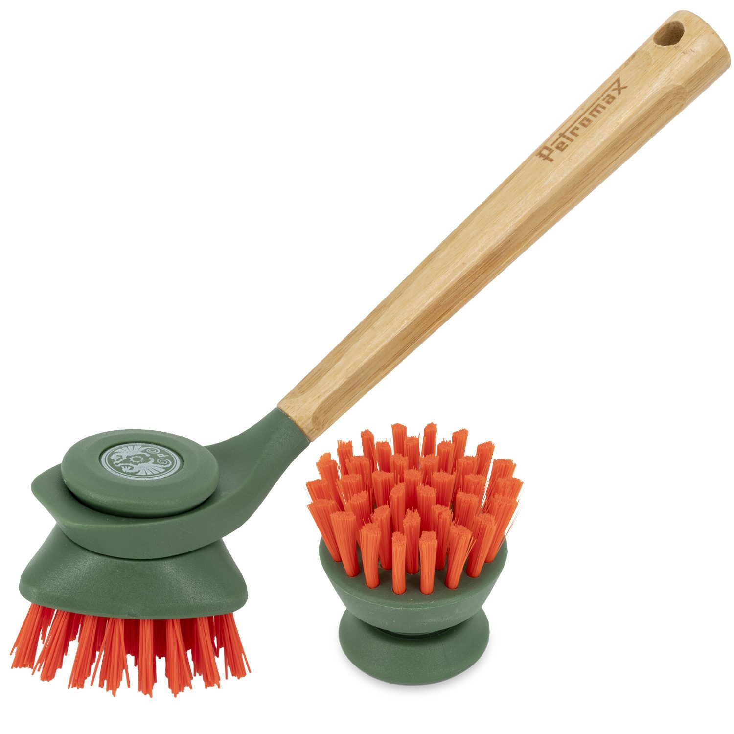 Petromax Reinigungsbürsten-Set Castbrush Bürsten-Set, Gusstöpfe, Eisenpfannen, Geschirr, Besteck, (3-tlg., 3-teilig), 2 austauschbare Bürstenköpfe weich & kräftig