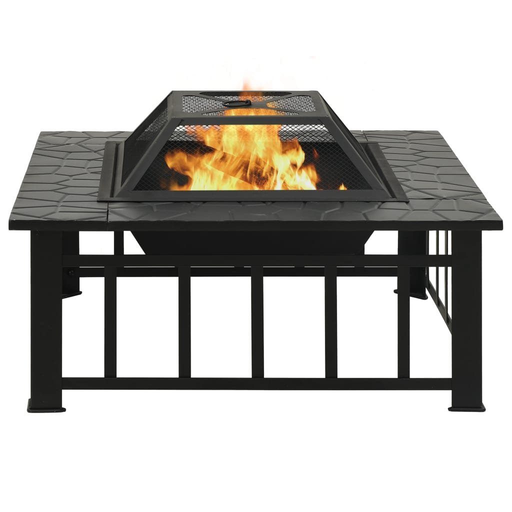 vidaXL Feuerstelle Feuerkorb mit Schürhaken 79x79x46,5 cm XXL Stahl