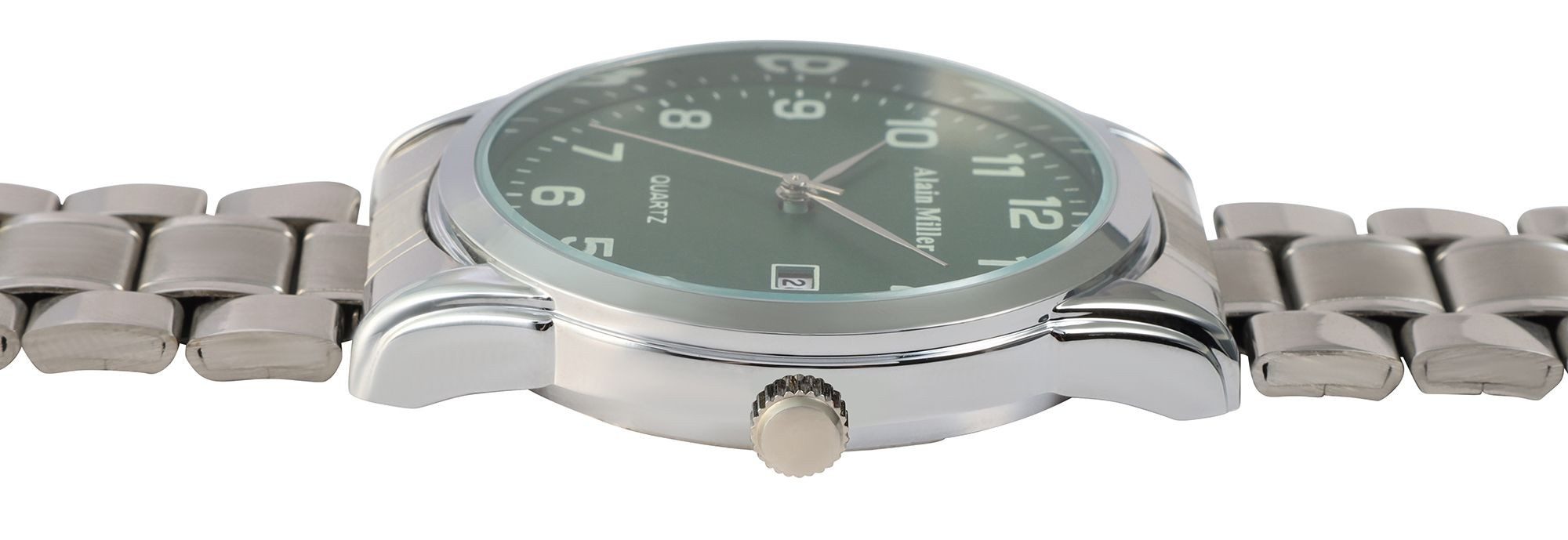 Alain Miller Quarzuhr 2800104 Edelstahlarmband, Datumsanzeige, D: 40mm, Bas günstig online kaufen