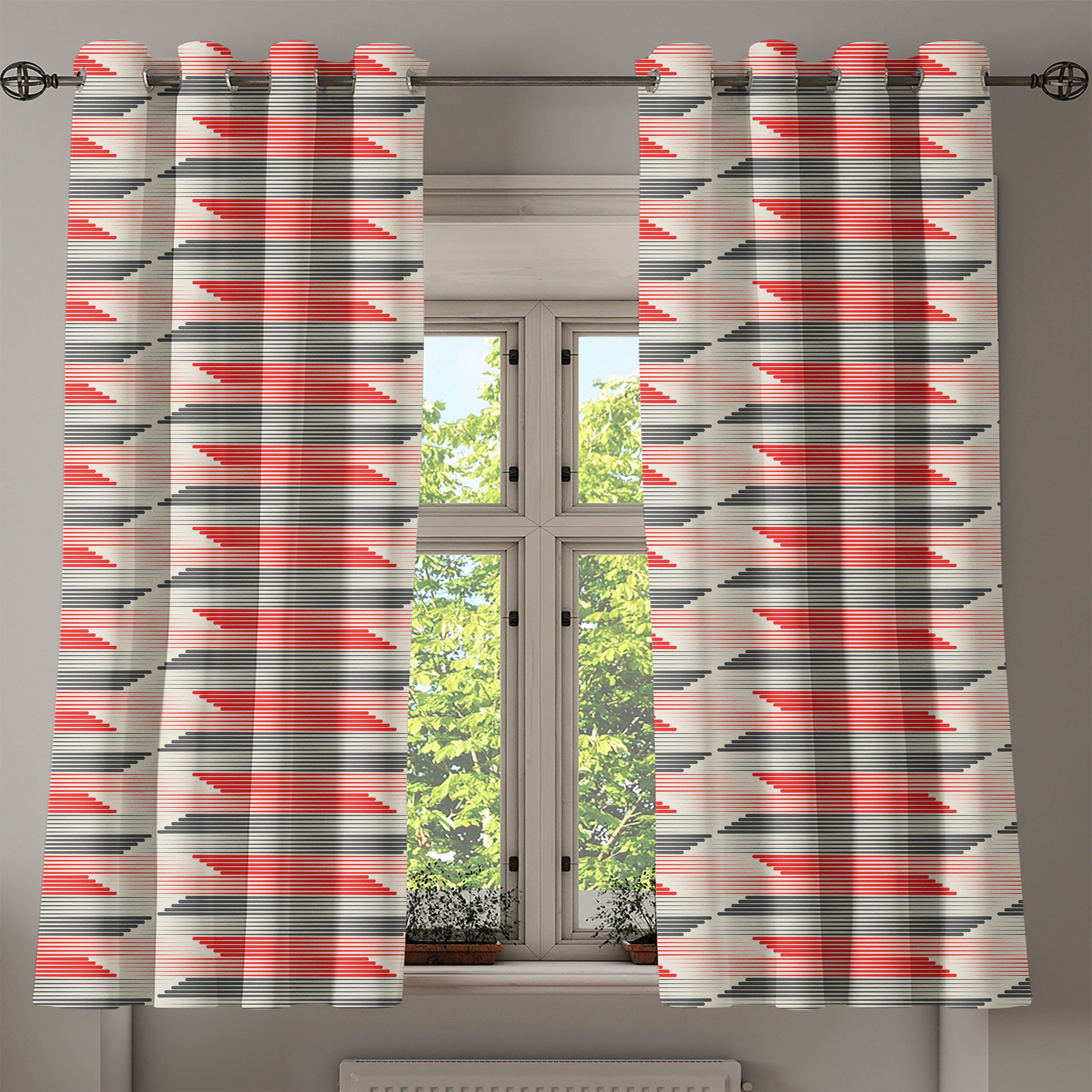 Gardine Dekorative 2-Panel-Fenstervorhänge für Geometrische Abakuhaus, Gitterlinien Wohnzimmer, Schlafzimmer Modern