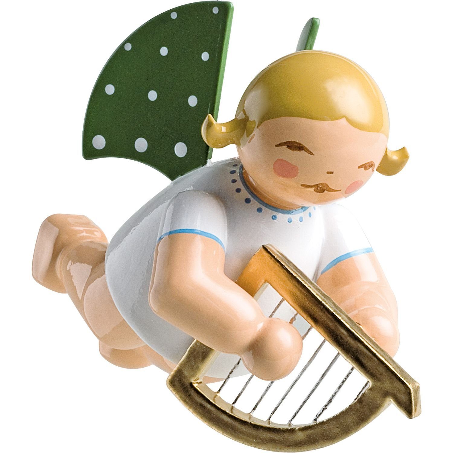 Wendt & Kühn Weihnachtsfigur Engel mit Kleiner Harfe Schwebend 650/130/14b, zufällig blond oder braunhaarig
