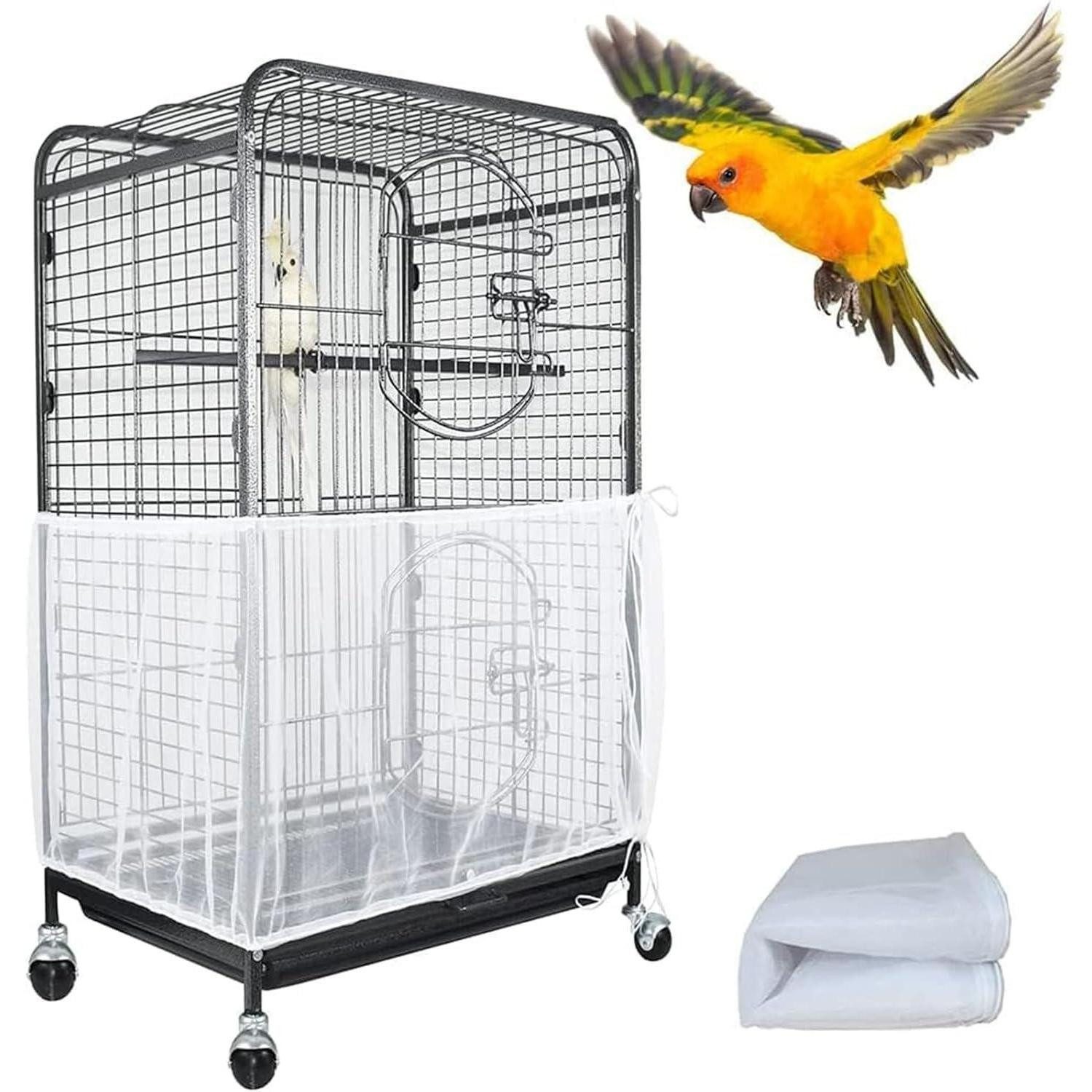 LuxusKollektion Vogelkäfig Vogelkäfigabdeckung Maschennetz Nylon Weiß 1 Stück (1er Pack) von LuxusKollektion