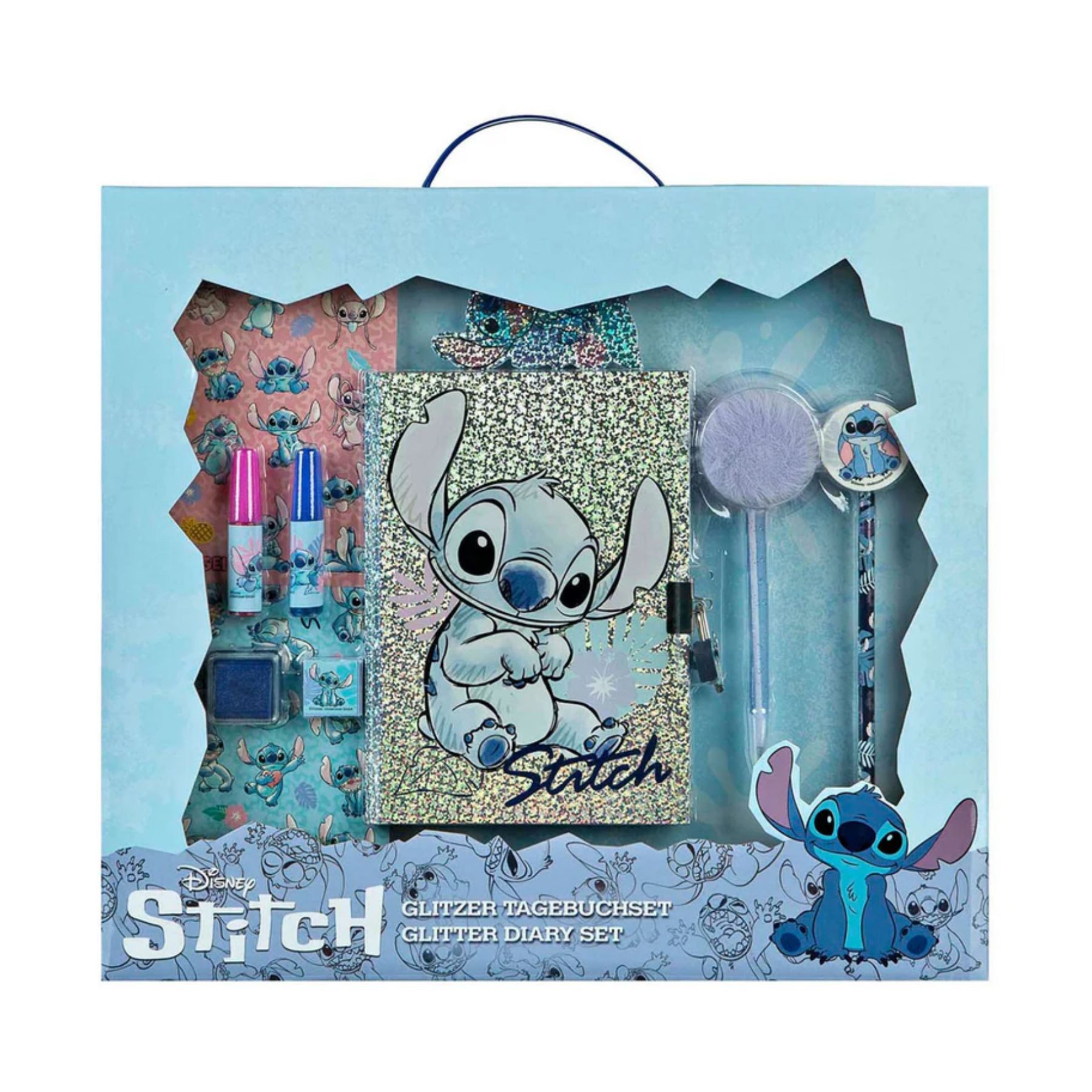 Lilo & Stitch Tagebuch Glitzer Tagebuch Set Disney Tagebuch mit Stickern & Stift