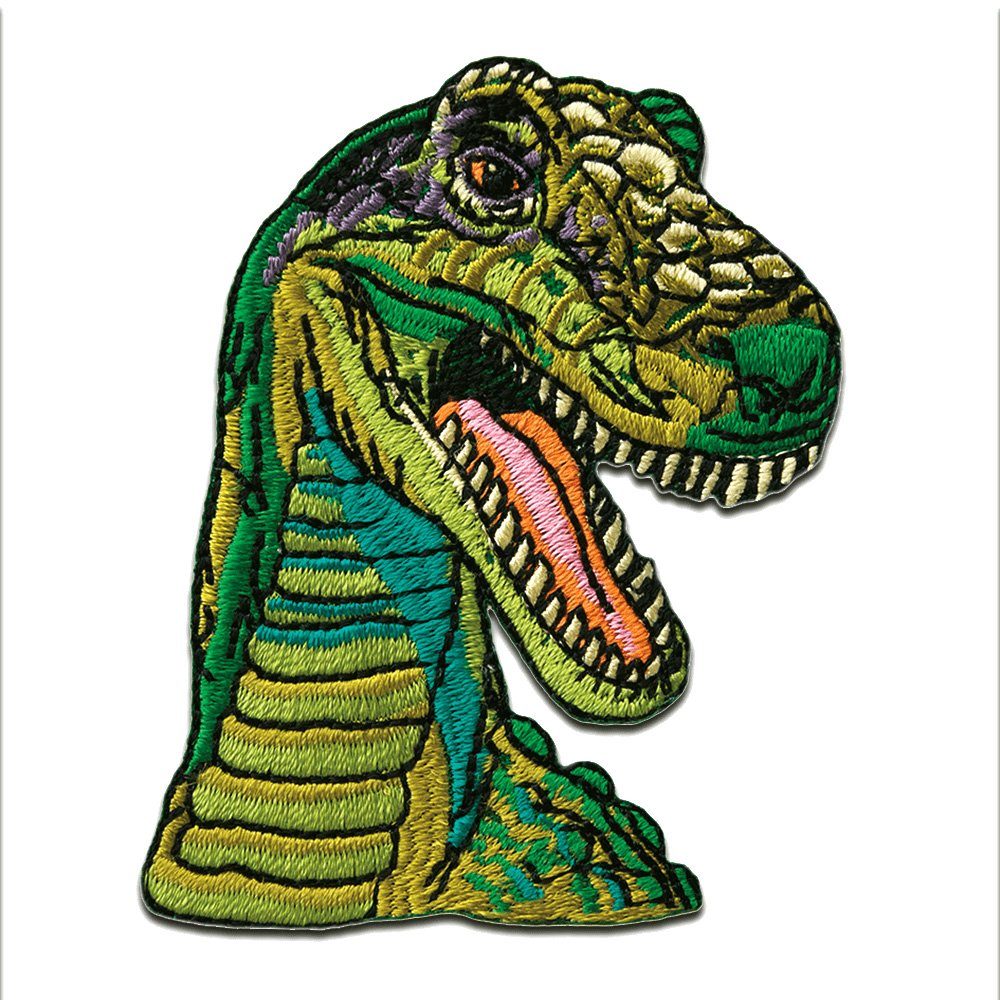 Catch the Patch Aufnäher Bügelbild, Aufbügler, Applikationen, Patches, Flicken, zum aufbügeln, Polyester, Dinosaurier T Rex - Größe: 6,9 x 5 cm