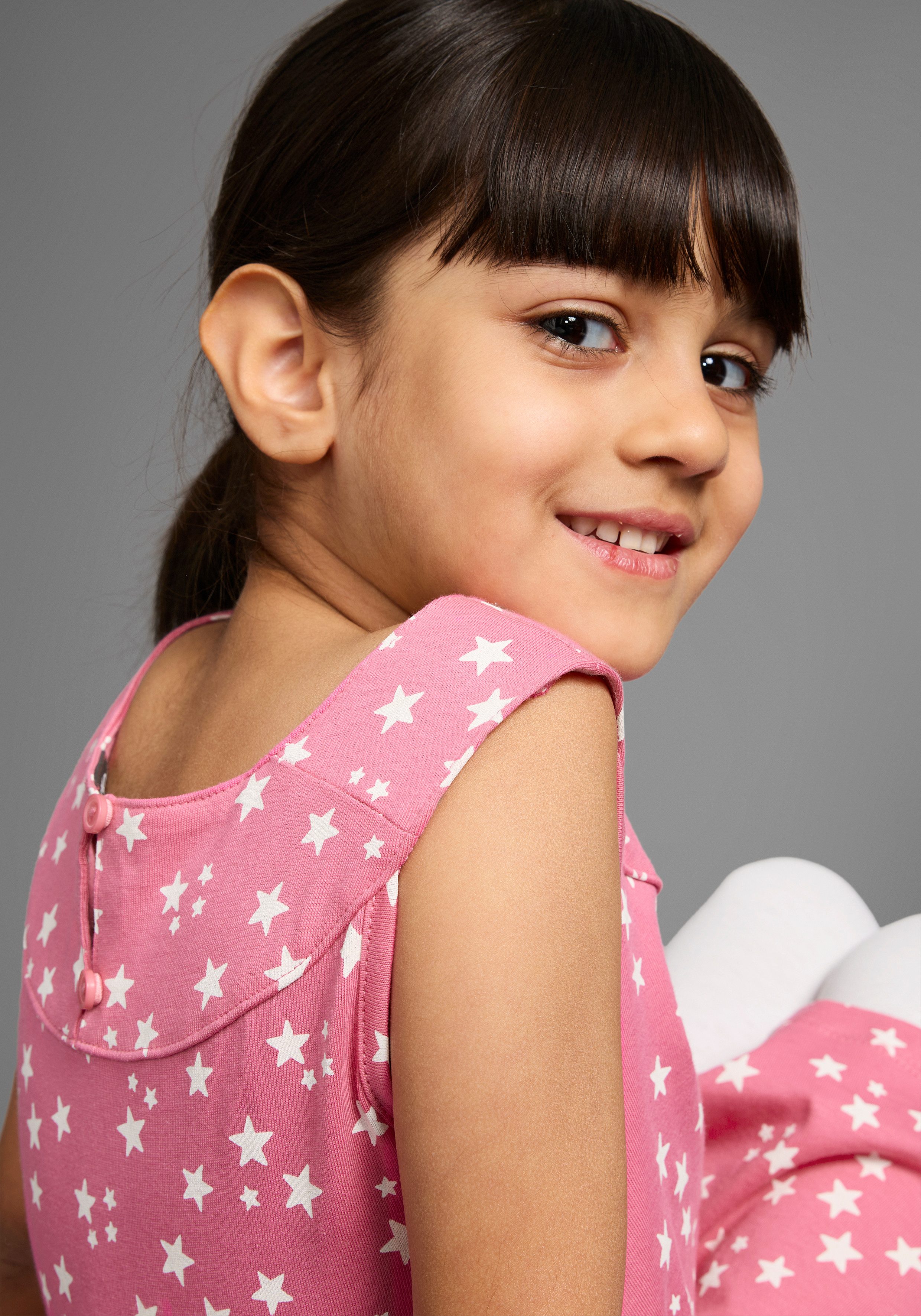 KIDSWORLD Bolero, Kleid & Leggings 3tlg. Set, Komplett Outfit mit Sternenmuster (Set, 3-tlg., 3) mit niedlicher Bolero-Jacke
