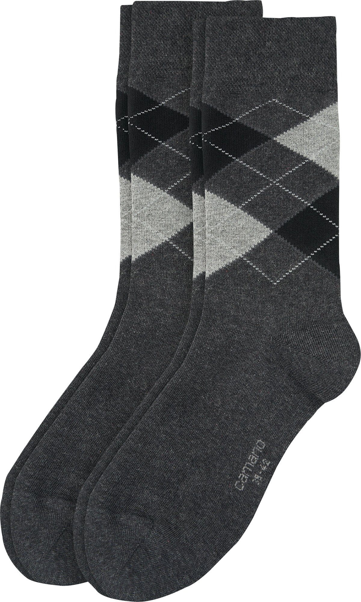 2 Camano Paar gemustert Herren-Socken anthrazit Socken