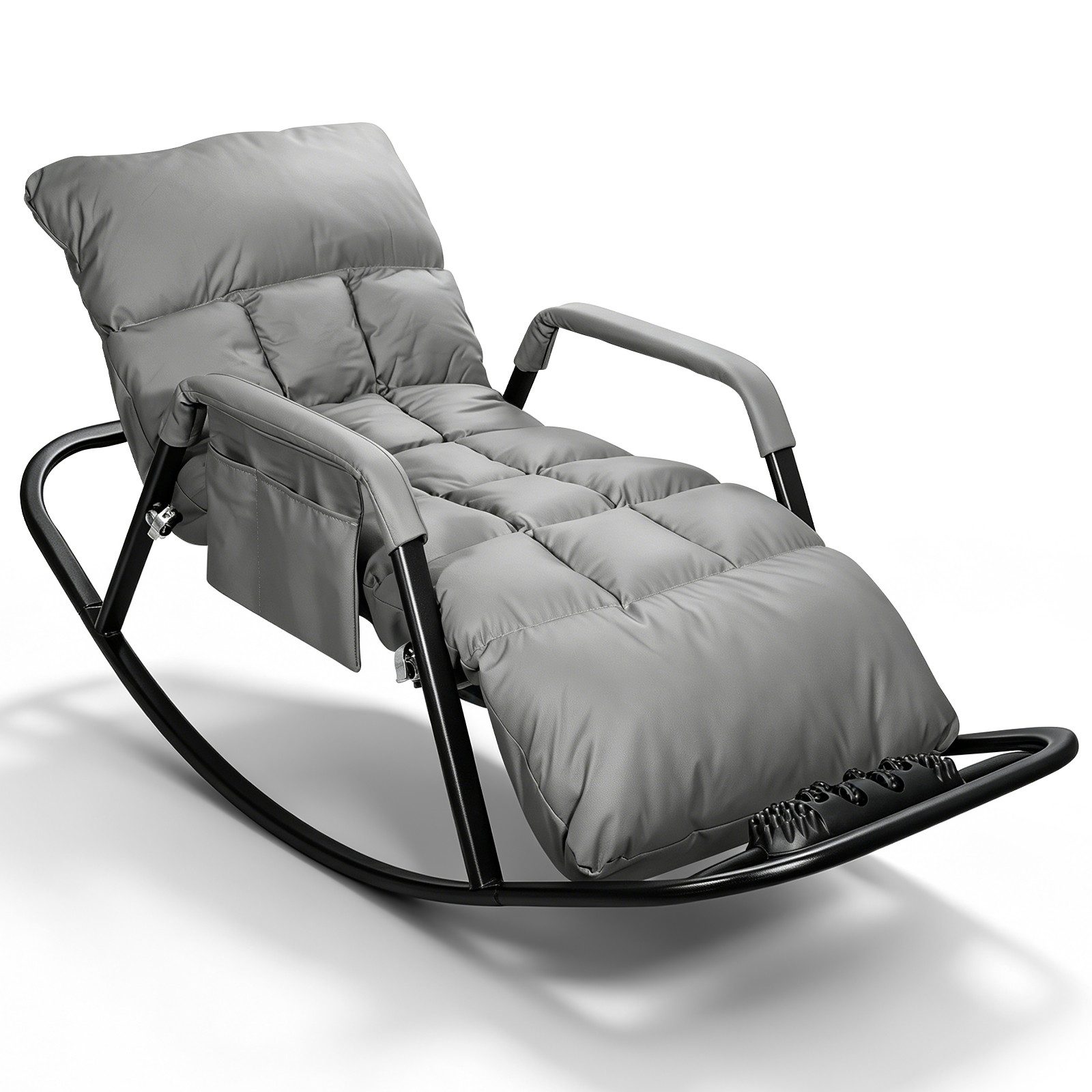 BlingBin Schaukelstuhl Liegestuhl 5-fach verstellbar bis 180° Neigung Mit Massagefußstütze (1er Set, 1 St), hoher Rückenlehne als Lesesessel für Wohnzimmer und Schlafzimmer