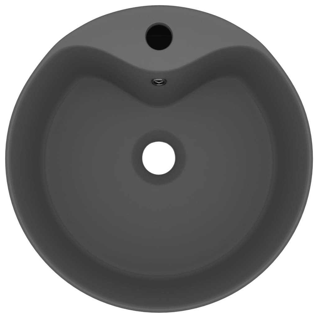 vidaXL Waschbecken NA Waschbecken Badezimmer Aufsatzwaschbecken mit Überlauf Matt Dunkelg