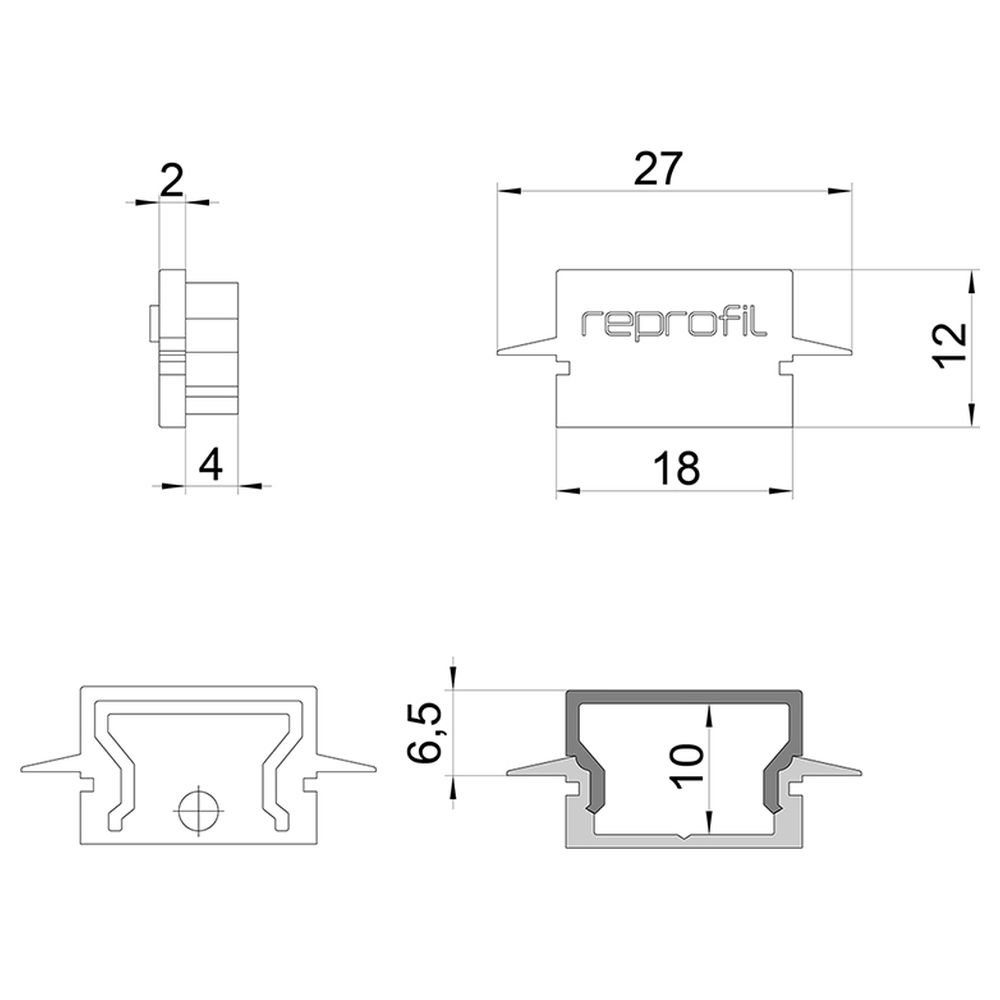 1-flammig, Abdeckung:, Streifen LED-Stripe-Profil Endkappe für 2er-Set, weiß, LED H-ET-01-12, 27mm, Deko-Light Deko-Light Profilelemente