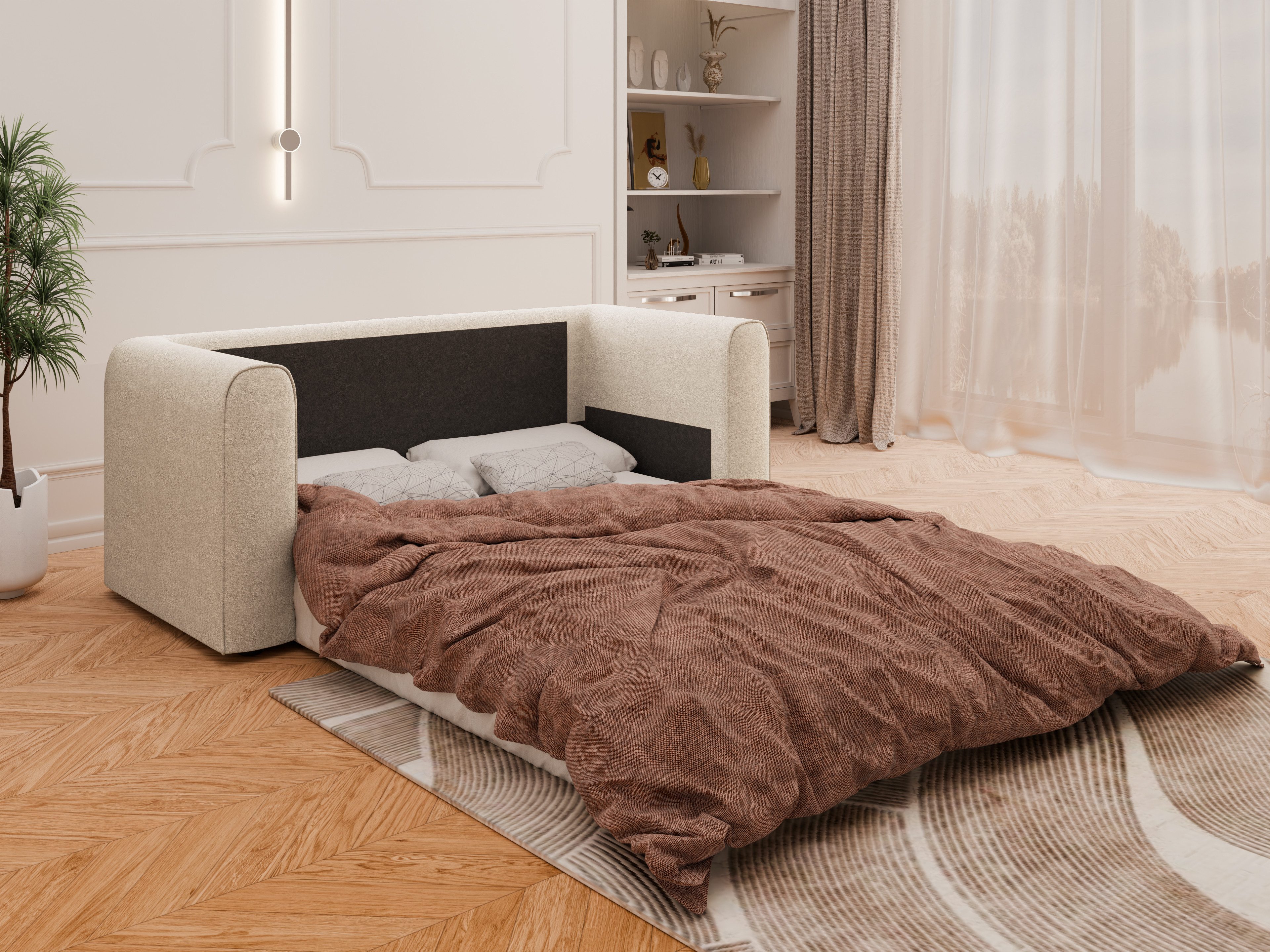 Homesy Schlafsofa Arelis – Moderne 2-Sitzer Sofa mit Bettfunktion, Bestseller, Platzsparendes Sofa mit Gästebettfunktion