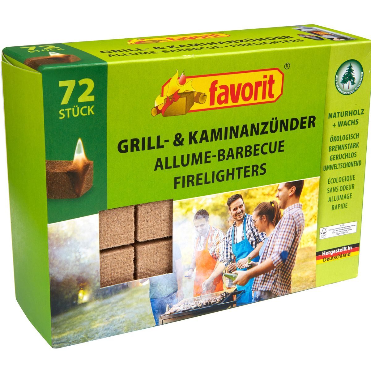 ALSCHU Гриль зажигалки Grill- und Kaminanzünder aus Naturholz 72 Stück Anzündwürfel
