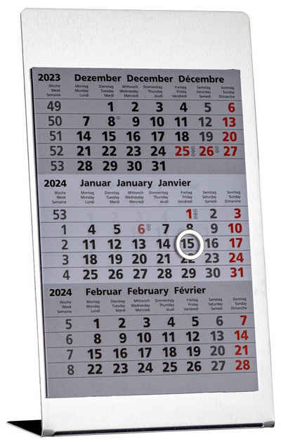 GÜSS Kalender Tischkalender »3-Monatstischkalender Edelstahl«, Kalendarium magnetisch