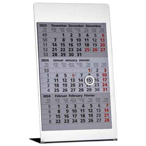 GÜSS Kalender Tischkalender 3-Monatstischkalender Edelstahl, Kalendarium magnetisch