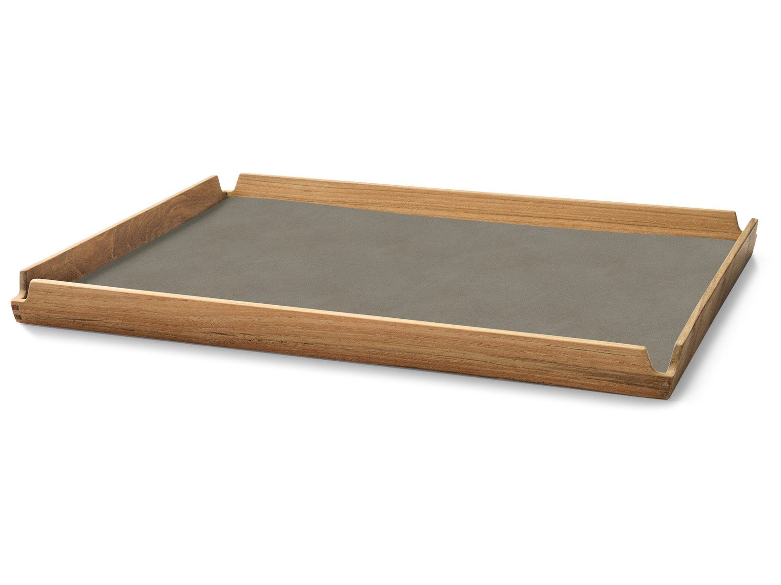 LIND DNA Tablett Nupo Tablett Teak Square L airy, recyceltes Teakholz, Teak Tray Square L Airy Nupo Flint Grey/Teak