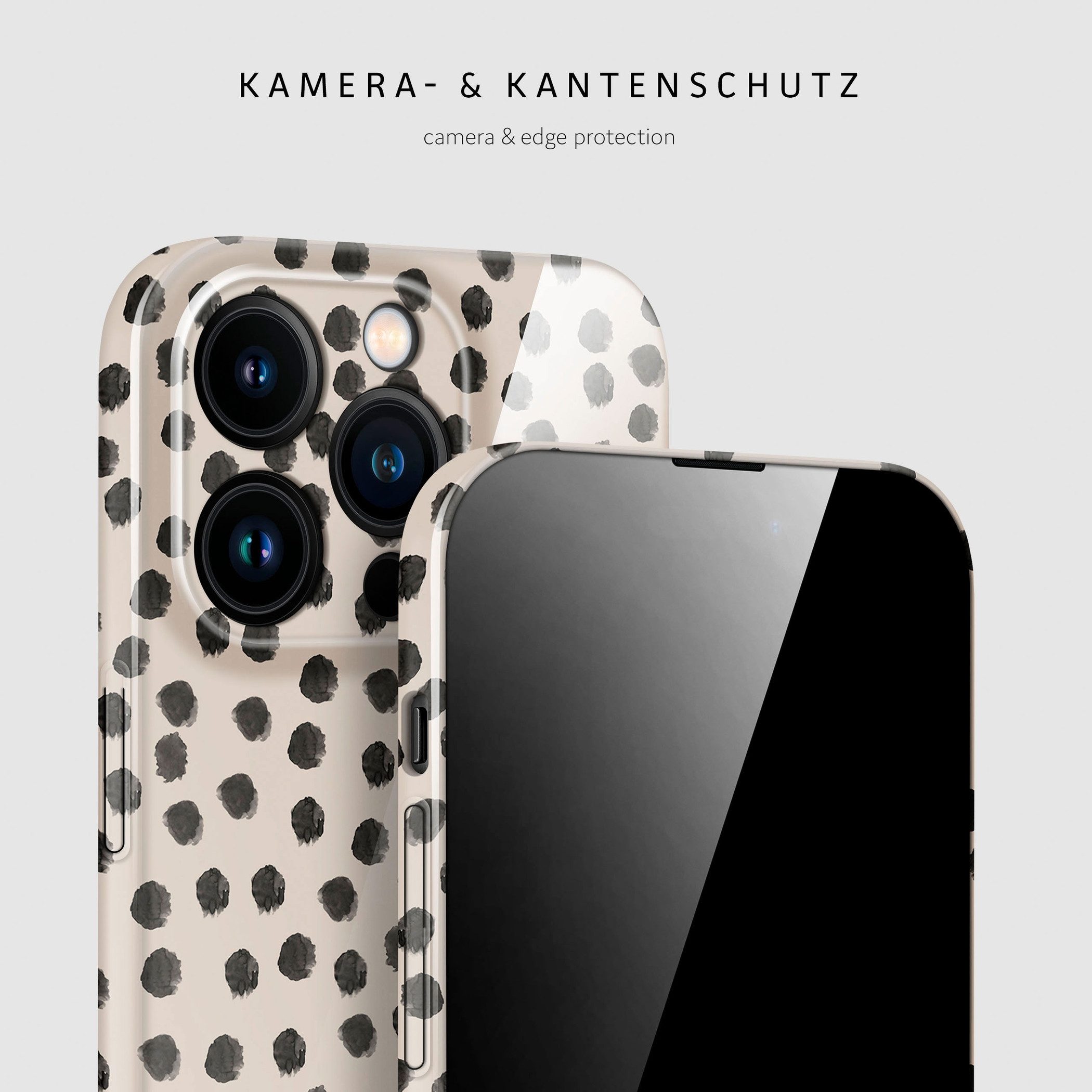 ONEFLOW Handyhülle für iPhone 15 Pro Splash Cover Creme Beige Punkte 6,1 Zoll, Hülle mit Design Muster Designer Case Kameraschutz Handy Schutzhülle – Bild 3 von 5